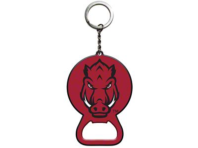 Keychain Bottle Opener with University of Arkansas Logo; Cardinal