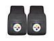 Vinyl Front Floor Mats with Pittsburgh Steelers Logo; Black (Universal; Some Adaptation May Be Required)