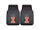 Vinyl Front Floor Mats with University of Illinois Logo; Black (Universal; Some Adaptation May Be Required)