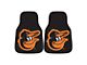 Carpet Front Floor Mats with Baltimore Orioles Logo; Black (Universal; Some Adaptation May Be Required)