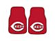 Carpet Front Floor Mats with Cincinnati Reds Logo; Black (Universal; Some Adaptation May Be Required)