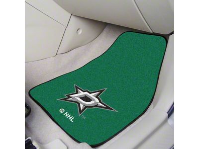 Carpet Front Floor Mats with Dallas Stars Logo; Green (Universal; Some Adaptation May Be Required)