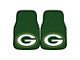 Carpet Front Floor Mats with Green Bay Packers Logo; Green (Universal; Some Adaptation May Be Required)