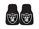 Carpet Front Floor Mats with Las Vegas Raiders Logo; Black (Universal; Some Adaptation May Be Required)