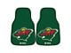 Carpet Front Floor Mats with Minnesota Wild Logo; Green (Universal; Some Adaptation May Be Required)