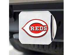 Hitch Cover with Cincinnati Reds Logo; Chrome (Universal; Some Adaptation May Be Required)