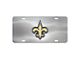 License Plate with New Orleans Saints Logo; Stainless Steel (Universal; Some Adaptation May Be Required)