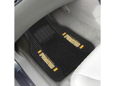 Molded Front Floor Mats with Pittsburgh Pirates Logo (Universal; Some Adaptation May Be Required)