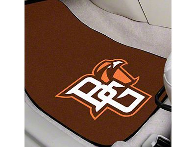 Carpet Front Floor Mats with Bowling Green University Logo; Brown (Universal; Some Adaptation May Be Required)