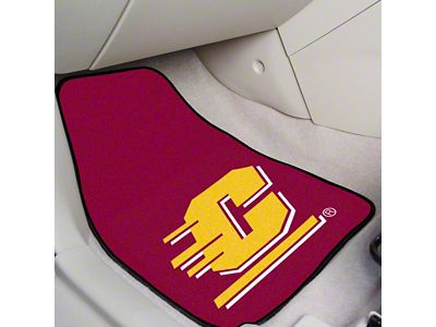 Carpet Front Floor Mats with Central Michigan University Logo; Maroon (Universal; Some Adaptation May Be Required)