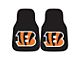 Carpet Front Floor Mats with Cincinnati Bengals Logo; Black (Universal; Some Adaptation May Be Required)