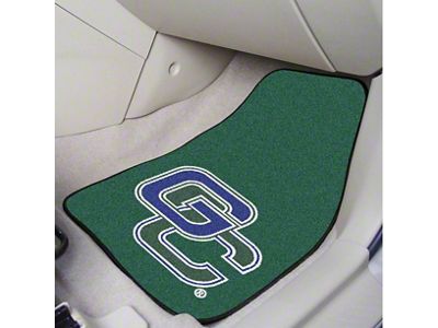 Carpet Front Floor Mats with Georgia College Logo; Green (Universal; Some Adaptation May Be Required)