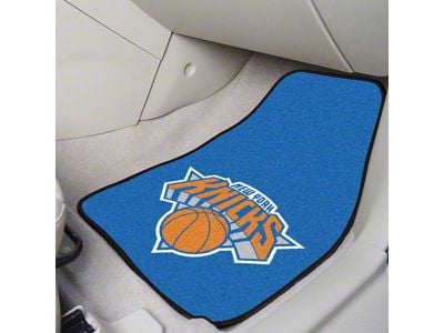 Carpet Front Floor Mats with New York Knicks Logo; Blue (Universal; Some Adaptation May Be Required)