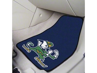 Carpet Front Floor Mats with Notre Dame Logo; Navy (Universal; Some Adaptation May Be Required)