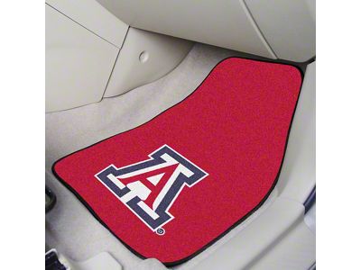 Carpet Front Floor Mats with University of Arizona Logo; Red (Universal; Some Adaptation May Be Required)