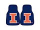 Carpet Front Floor Mats with University of Illinois Logo; Blue (Universal; Some Adaptation May Be Required)