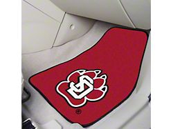 Carpet Front Floor Mats with University of South Dakota Logo; Red (Universal; Some Adaptation May Be Required)