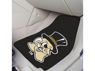 Carpet Front Floor Mats with Wake Forest University Logo; Black (Universal; Some Adaptation May Be Required)