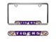 Embossed License Plate Frame with LSU Logo; Purple (Universal; Some Adaptation May Be Required)