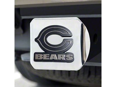 Hitch Cover with Chicago Bears Logo; Chrome (Universal; Some Adaptation May Be Required)