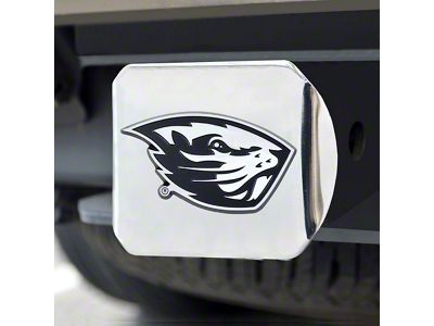 Hitch Cover with Oregon State University Logo; Chrome (Universal; Some Adaptation May Be Required)