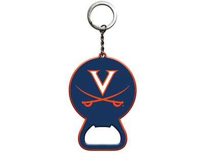 Keychain Bottle Opener with University of Virginia Logo; Blue and Orange