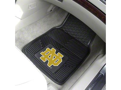 Vinyl Front Floor Mats with Notre Dame Logo; Black (Universal; Some Adaptation May Be Required)