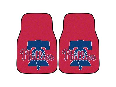 Carpet Front Floor Mats with Philadelphia Phillies Logo; Red (Universal; Some Adaptation May Be Required)