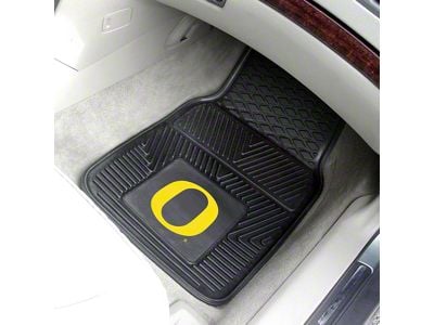 Vinyl Front Floor Mats with University of Oregon Logo; Black (Universal; Some Adaptation May Be Required)