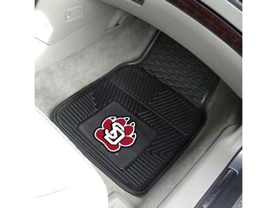 Vinyl Front Floor Mats with University of South Dakota Logo; Black (Universal; Some Adaptation May Be Required)