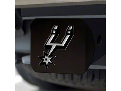 Hitch Cover with San Antonio Spurs Logo; Black (Universal; Some Adaptation May Be Required)