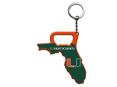 Keychain Bottle Opener with University of Miami Logo; Green