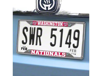 License Plate Frame with Washington Nationals Logo; Red (Universal; Some Adaptation May Be Required)