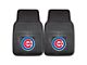 Vinyl Front Floor Mats with Chicago Cubs Logo; Black (Universal; Some Adaptation May Be Required)