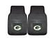 Vinyl Front Floor Mats with Green Bay Packers Logo; Black (Universal; Some Adaptation May Be Required)