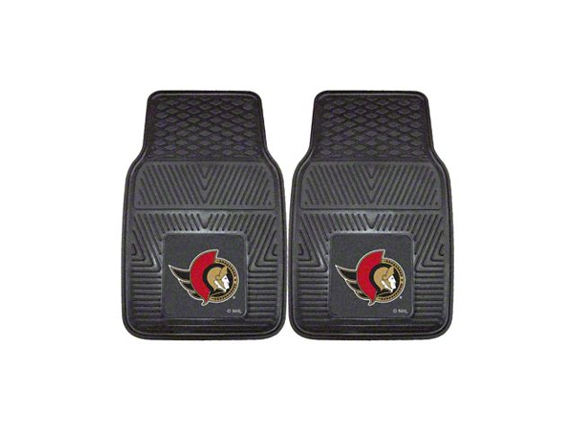 Vinyl Front Floor Mats with Ottawa Senators Logo; Black (Universal; Some Adaptation May Be Required)