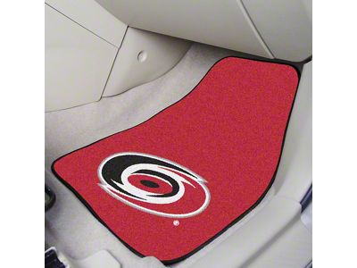 Carpet Front Floor Mats with Carolina Hurricanes Logo; Red (Universal; Some Adaptation May Be Required)