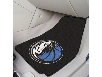 Carpet Front Floor Mats with Dallas Mavericks Logo; Royal (Universal; Some Adaptation May Be Required)