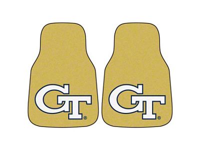 Carpet Front Floor Mats with Georgia Tech Logo; Gold (Universal; Some Adaptation May Be Required)