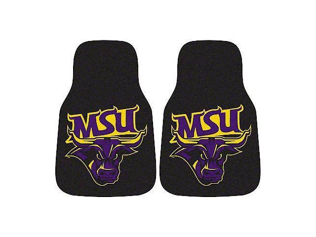 Carpet Front Floor Mats with Minnesota State-Mankato University Logo; Black (Universal; Some Adaptation May Be Required)