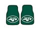 Carpet Front Floor Mats with New York Jets Logo; Green (Universal; Some Adaptation May Be Required)