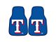 Carpet Front Floor Mats with Texas Rangers Logo; Blue (Universal; Some Adaptation May Be Required)