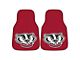 Carpet Front Floor Mats with University of Wisconsin Logo; Red (Universal; Some Adaptation May Be Required)