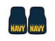 Carpet Front Floor Mats with U.S. Navy Logo; Navy (Universal; Some Adaptation May Be Required)