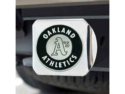 Hitch Cover with Oakland Athletics Logo; Chrome (Universal; Some Adaptation May Be Required)