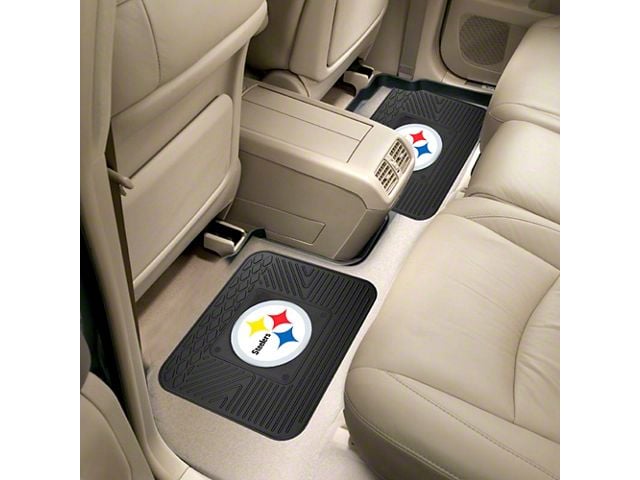 Molded Rear Floor Mats with Pittsburgh Steelers Logo (Universal; Some Adaptation May Be Required)