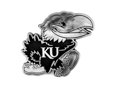 University of Kansas Molded Emblem; Chrome (Universal; Some Adaptation May Be Required)