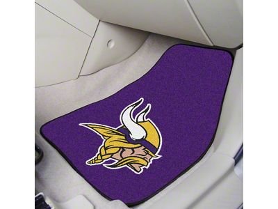 Carpet Front Floor Mats with Minnesota Vikings Logo; Purple (Universal; Some Adaptation May Be Required)