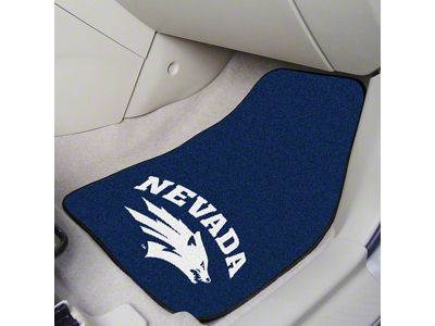 Carpet Front Floor Mats with University of Nevada Logo; Navy (Universal; Some Adaptation May Be Required)