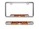 Embossed License Plate Frame with Denver Broncos Logo; Orange (Universal; Some Adaptation May Be Required)